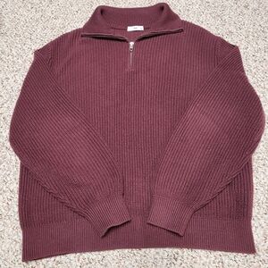 TNA Plum Knit 1/4 Zip Pullover Size 1
